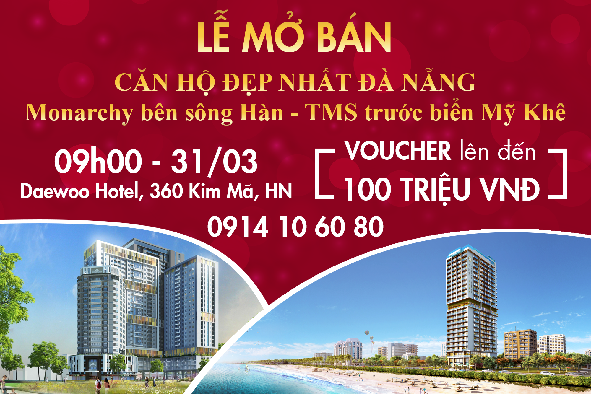 Cơ hội cho nhiều nhà đầu tư Hà Thành khi căn hộ nghỉ dưỡng Monarchy được mở bán vào ngày 31-03 tới 